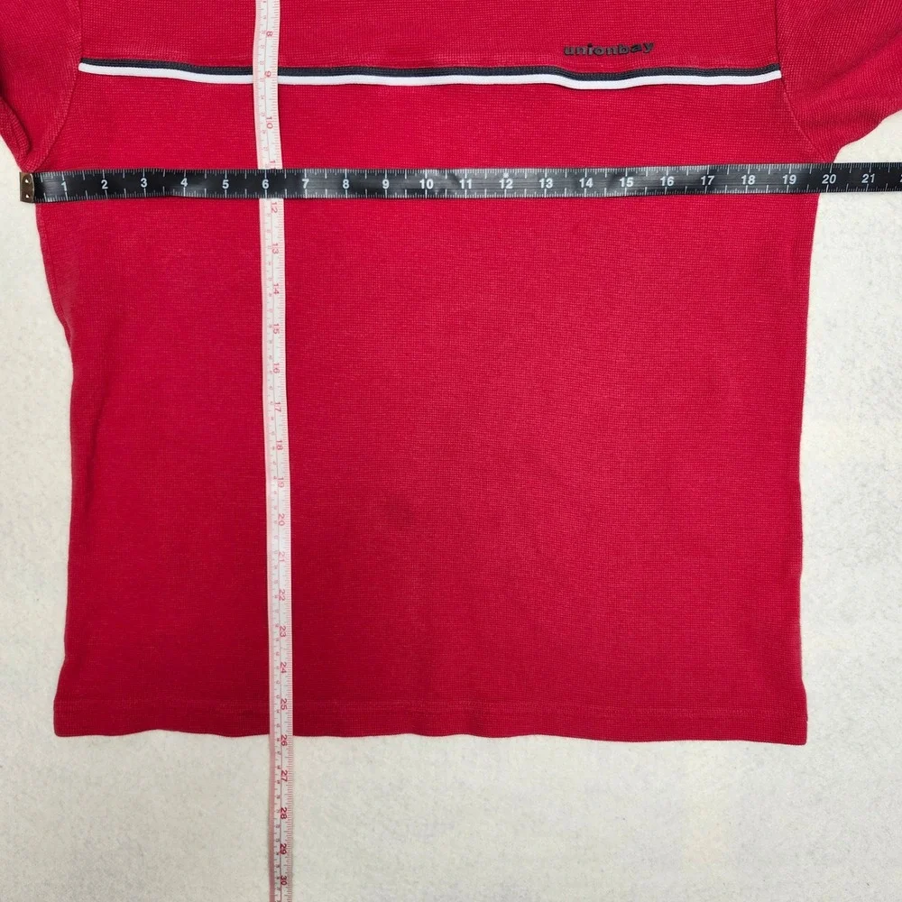 Vintage Y2K Unionbay Colorblock Waffle Knit Long Sleeve Red L Skater Streetwear